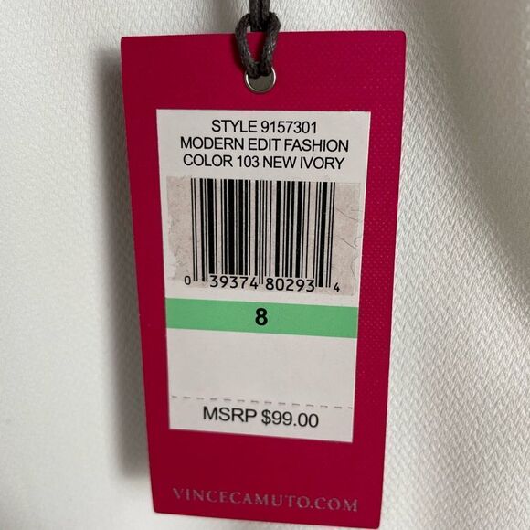 NWT Vince Camuto Wide Leg White Dress Slacks Size 8 - Picture 3 of 6